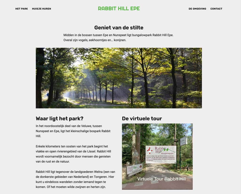 website voor bungalowpark Rabbit Hill Epe